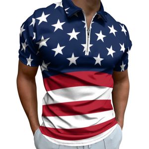 Polos pour hommes T-shirts décontractés à rayures rouges et blanches Stars Spangled USA Flag Polos Street Style Chemise d'été à manches courtes grande taille 5XL 230821