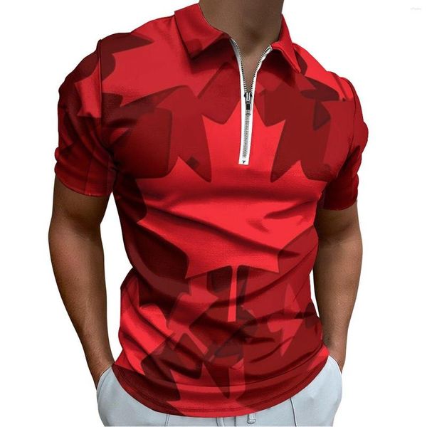 Polos para hombre, Polos informales de hoja roja, camisetas de arce de Canadá, camisa gráfica de manga corta para hombre, camisetas extragrandes estéticas para el día, Idea de regalo