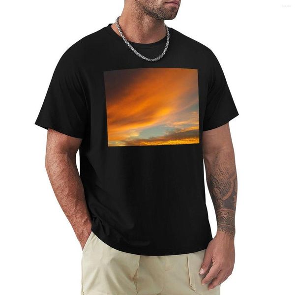 Polos pour hommes Rouge Orange Summer Coucher de soleil nuageux illumine le ciel T-shirt pour un garçon T-shirts surdimensionnés Hommes Pack