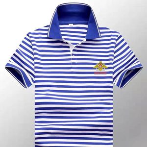 Polo's voor heren Russische Marine Badge Sailor Gestreepte Poloshirts Marine Telnyashka Heren Katoenen Streep T-shirt met korte mouwen Bretonse top