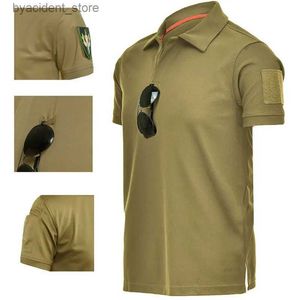 Polos masculine S-3xl Tactique à manches courtes T-shirt militaire T-shirt Shirt Séchage Mouvement masculin Mouvement Male Summer Outdoors Forces spéciales Soldat L240320