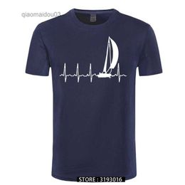Camiseta de vela de polos para hombres navegando en una camiseta de la camiseta de verano del latido de la camiseta gráfica linda 100 algodón de manga corta para hombres tshirtl2404