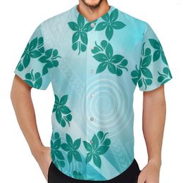 Polos para hombre, camiseta de manga corta de béisbol deportiva de la tribu de Samoa, camisetas transpirables con estampado de Frangipani de estilo veraniego hawaiano para hombre