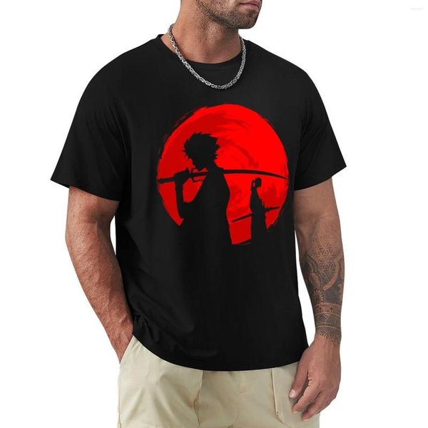 Polos para hombre, camiseta Samurai Sunset, ropa de Anime, camisetas para hombre, camisetas en blanco de gran tamaño, gráfico para hombre