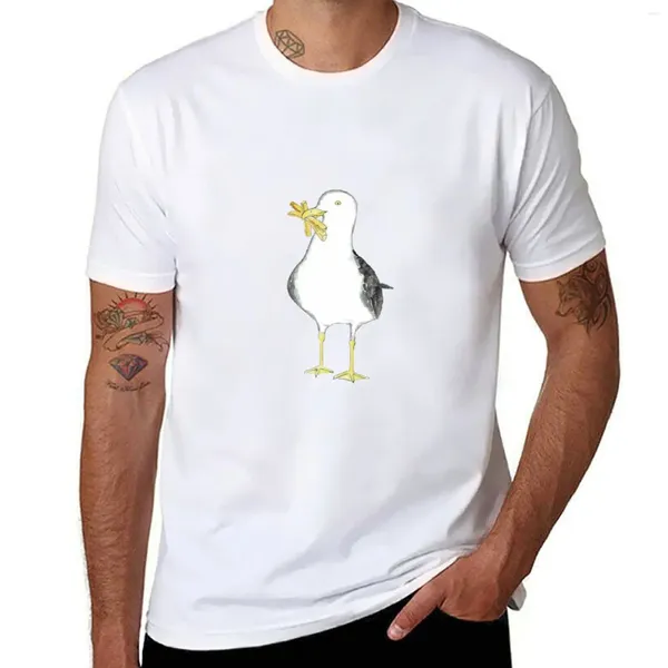 Polos pour hommes Seagull frites aquarelle peinture T-shirt garçons imprimé animal Anime vêtements surdimensionnés Blouse hommes