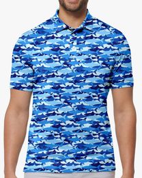 Herenpolo's Shark Camo Polo T-shirts Art Print Trending Shirt Zomer Korte mouw Aangepaste kleding 230901