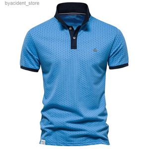 Polos pour hommes Chemise d'été pour hommes Polo t-shirt 2023 nouvelle mode à pois Polo Shorts à manches courtes vêtements de plage pour hommes vêtements d'affaires Streetwear L240320