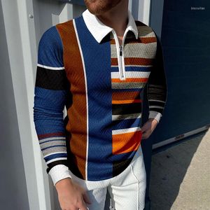 Polos pour hommes chemises pour hommes vêtements 2022 manches longues eu taille printemps automne décontracté top stripe stripe imprimer zipper tireau