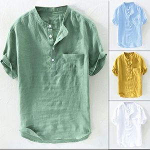 Herenpolo's Shirts Korte mouw Casual Basic Zomer Solid Top Button Top T-shirts T-shirts met zak
