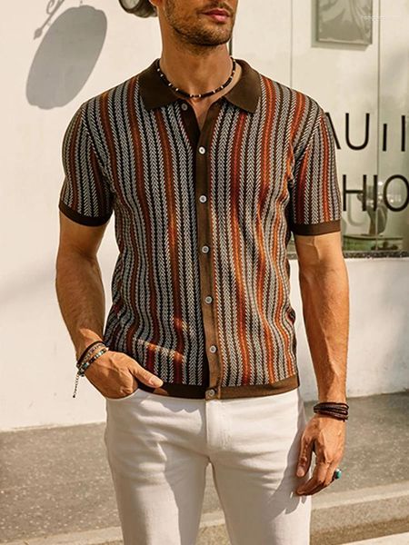 Polos de hombre Polo de manga corta con cuello delantero con botones y bolsillo | Diseño clásico y elegante para uso informal o formal.