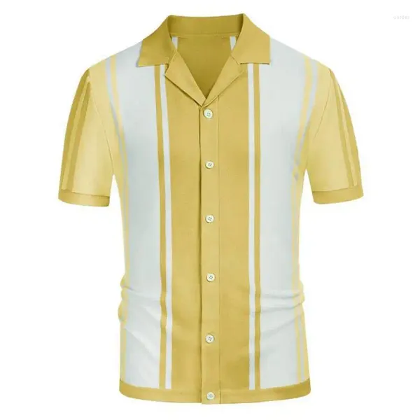 Polos para hombres Camiseta de manga corta 2024 Moda de verano Color Mosaico Solapa Estilo coreano Casual Tamaño grande Medio