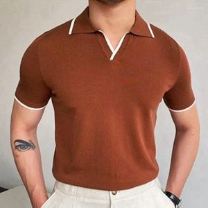 Polos pour hommes T-shirt à manches courtes Summer Europe et États-Unis Simple Slim Fit Revers Casual Grande taille