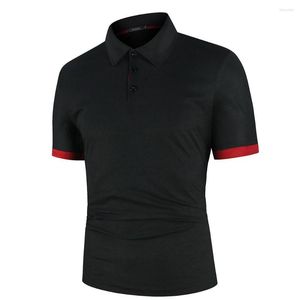 Polos pour hommes Polo à manches courtes revers couleur assortie haut d'affaires décontracté Jogging T-shirt surdimensionné 8XL