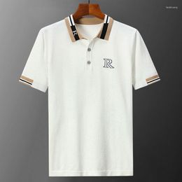 Polos pour hommes Polo à manches courtes léger affaires haut de gamme été glace soie T-shirt demi manches mode tricoté