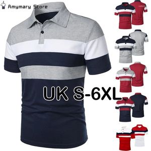 Polos pour hommes Polo à manches courtes rayé bouton revers mode couleur correspondant T-shirt été décontracté ample