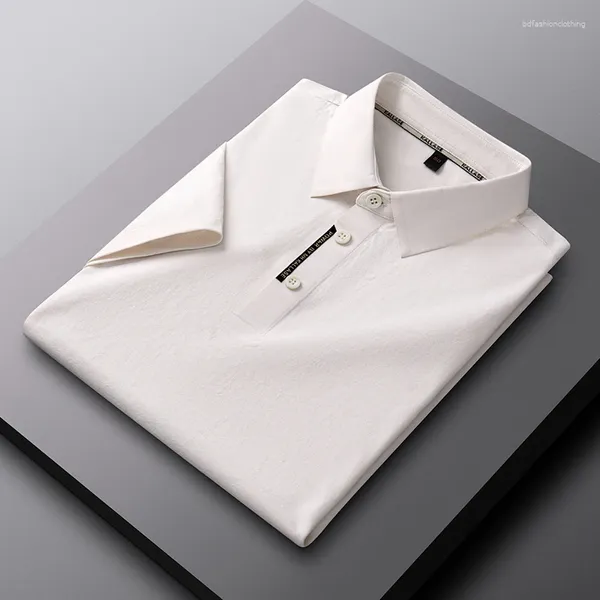 Polos para hombre, camiseta de manga corta, POLO informal de negocios versátil y elástico sin costuras, camisetas con solapa de secado rápido 2024