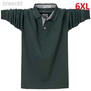 Polos à manches pour hommes, Polo de printemps, grande taille 6XL, mode décontracté, en coton uni, noir, vert, marine, ldd240312