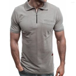 Heren PoloS Solid Color Zipper Men Shirt Short Sleeve Po-Lo Male kleding 2022 Zomer Streetwear Casual Fashion Tops M-3XL