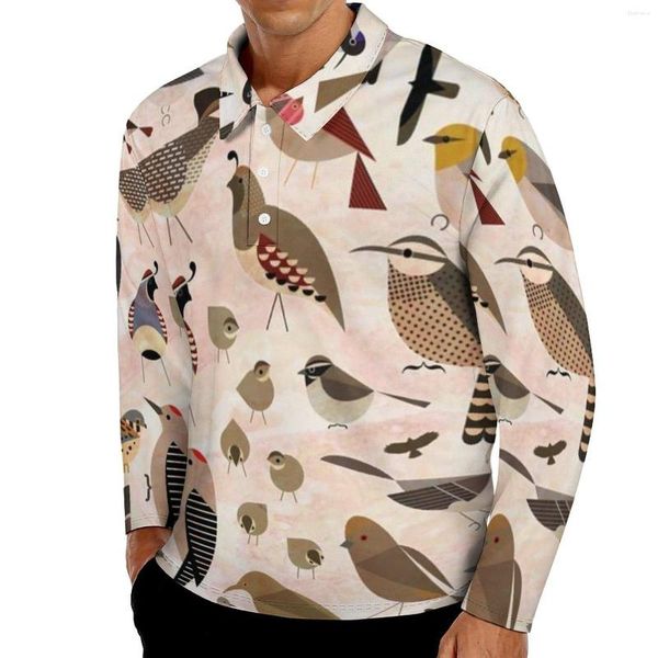 Polos pour les oiseaux Sonoran Imprimé Polo occasionnel Polo T-shirts Bird Art T-shirts Long Manche de conception de la rue