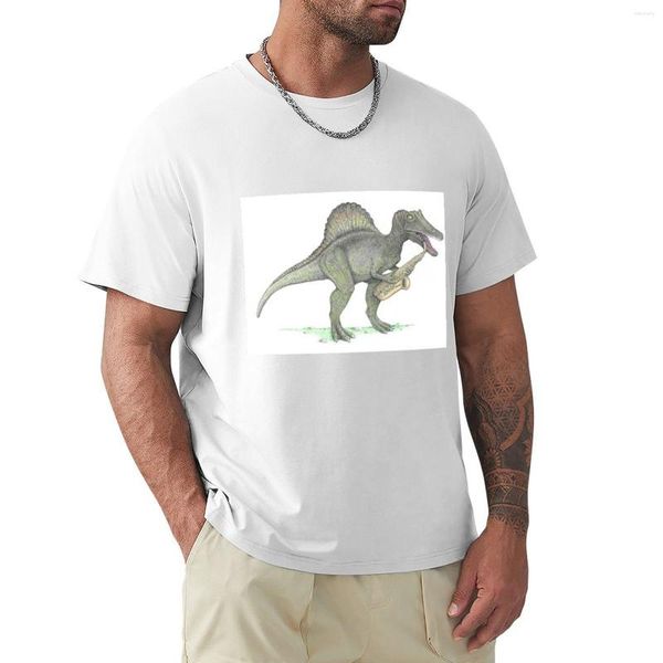 Polos para hombre Spinosaurus con saxo alto, camiseta de secado rápido, ropa estética, sudaderas, camiseta negra corta para hombre