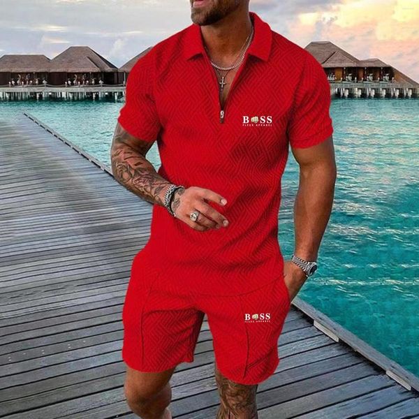 Polos deportivos para hombre, ropa de playa informal, ropa de calle con estampado Digital 3d, Polo de manga corta, pantalones cortos, ropa deportiva de verano