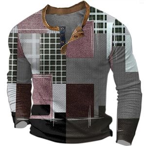 Polos pour hommes Printemps et été 3D Impression numérique à manches longues Hommes T-shirts Design graphique Grande chemise de vin