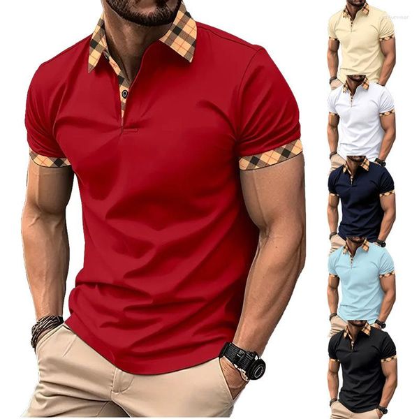 Polos pour hommes printemps col à carreaux à manches longues Polo maillot décontracté affaires taille européenne S-3XL