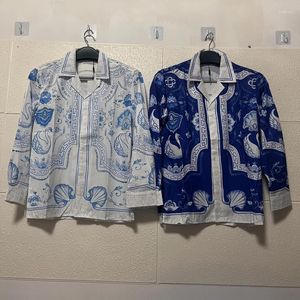Polo's voor heren Lente zomeroverhemden Hawaii vakantieoverhemd Geometrische graffitiprint Heren Dames Vest met lange mouwen en enkele rij knopen