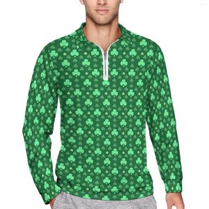 Polos pour hommes St Patricks Day Polos amples Homme Shamrock Imprimer Manches Longues T-Shirts Décontractés Rétro Printemps Chemise Personnalisée Grande Taille