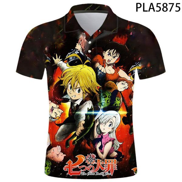 Polos para hombres Streetwear Manga corta Los siete pecados capitales Nana Anime 3D Impreso Hombres Camisas Moda Hombre Camisas De Cool Harajuku TopsMen