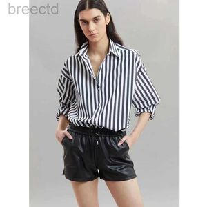 Herenpolo's Gestreepte blouse met print Design Sense Kleine verticale streep Commuter Style overhemd ldd240312