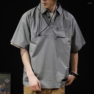 Herenpolo's Zomer 2023 Retro Korte Mouwen Plus Size Amerikaanse Trend Losse Halve Revers Casual Poloshirt T-shirt