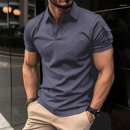 Polos pour hommes POLO d'été américain rétro lourd à manches courtes;Poche de bras de personnalité tendance