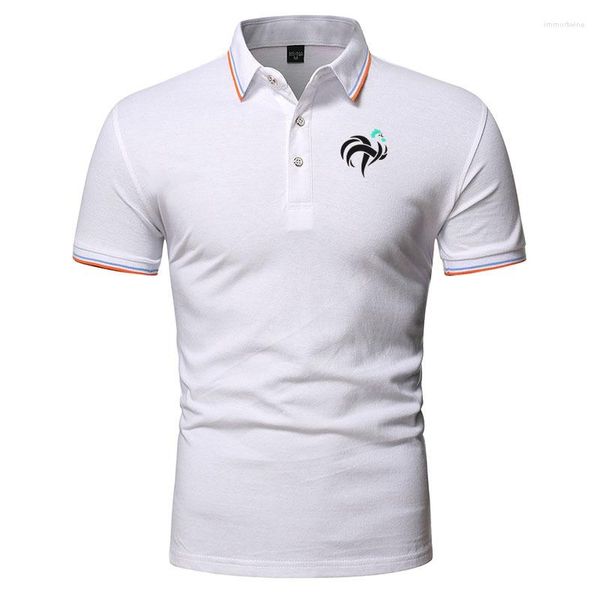 Polos de marca de verano para hombre, camisetas polo de moda para hombre con estampado de gallo, ropa de negocios ajustada informal de manga corta