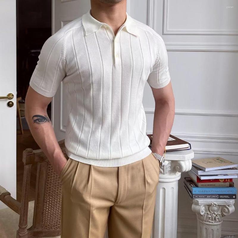 Polos masculinos verão marca polo camisa moda luxo manga curta respirável malha negócios casual absorção de suor para homem