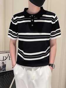Men's Polos Summer Business Casual Sport Chic Male Pullover Mode rayé Polo Elegant Polo Man Short-Sheeve Color Colors Men T46