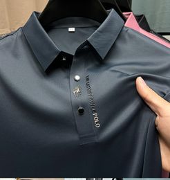 Heren PoloS Zomerbedrijf High-End Solid Color Hoge kwaliteit Polo shirt met korte mouwen Polo Shirt Rapel Collar Men Fashion Casual No Trace Printing 230508