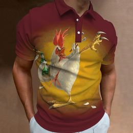 Polos pour hommes été poulet graphique t-shirts hommes polo streetwear loisirs o-cou manches courtes t-shirts chemise respirant tops t-shirts surdimensionnés 230711