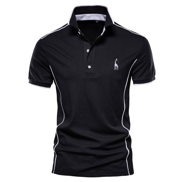 Polos pour hommes été coton POLO hommes col rabattu décontracté Style social girafe marque broderie hommes Polos hommes hauts t-shirts 230601