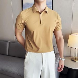 Polos pour hommes Polo élastique élevé élastique pour hommes Business Formel Wear Slim Fit Casual Shirt Short Sleeve Thin Tees Homme 4xl