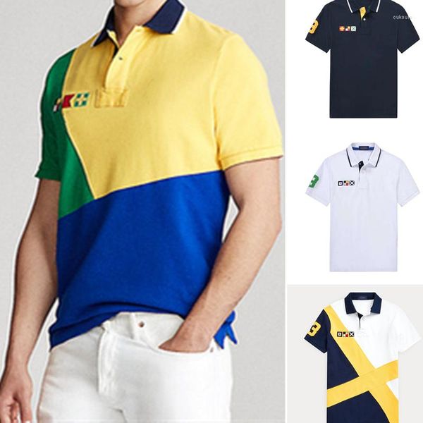 Polos pour hommes été haute qualité coton grand cheval blanc hauts chemises à manches courtes Style de ville Polo hommes Homme broderie