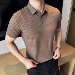 Heren Polo's Zomer Hoogwaardige Ice Silk Waffle Polo -shirts voor mannen Korte mouwen Slim Fit Business Formal Mens Dress T Shirt Plus Maat 4xl