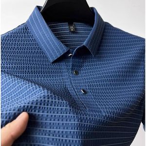 Polos pour hommes Summer Ice Soie Hommes Polos Marque Designer Chemise à manches courtes Mâle Turn Down Collier Casual Tee Tops Hommes Business