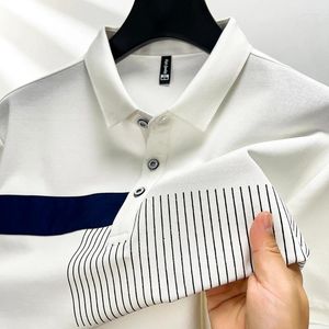 Polos pour hommes Summer Luxury Coton Breatte Coton à manches courtes Polo 2024 Haut-dans le design Top Stripe Corée Contrus T-shirt
