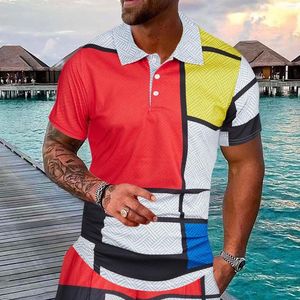 Polos pour hommes Polo d'été pour hommes Color-block T-shirt à manches courtes Respirant Business Revers Tops Tee Fashion Colorful T For Boys