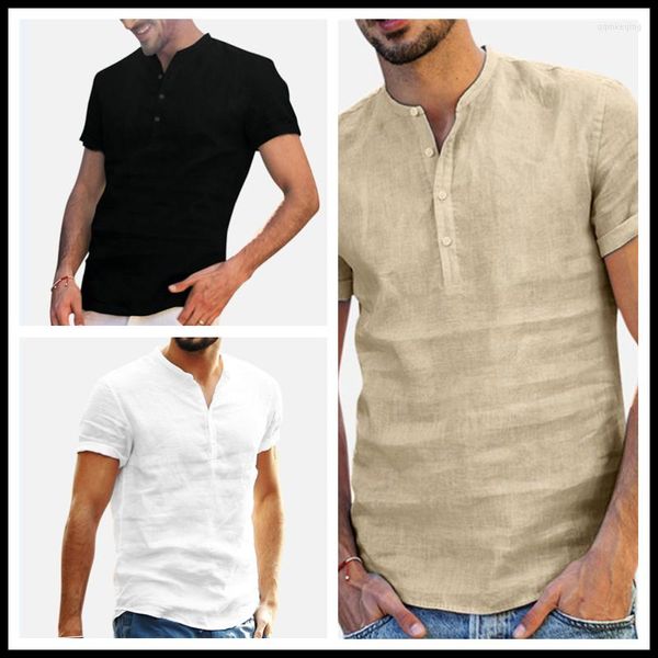 Polos pour hommes été hommes T-shirt à manches courtes coton et lin Led chemise décontractée homme respirant XS-2XL