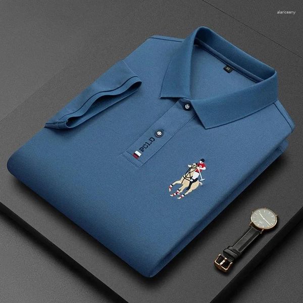 Polos pour hommes Été Hommes Polo Chemise De Mode Marque Business Casual Bouton De Revers De Luxe Broderie Logo T-shirt À Manches Courtes Vêtements Pour Hommes