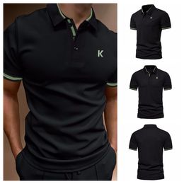 Polos de verano para hombre, camiseta Polo de manga corta a la moda informal para uso diario, estampado delgado, transpirable, cuello vuelto, ropa para hombre 230712