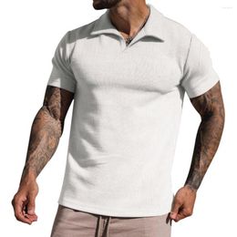 Herren Polos Sommer Männer T-Shirt Kurze Ärmel Einfarbig Kragen Lose Männliche Hemd Top Straße Sport Tragen