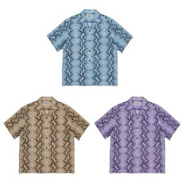 Polos pour hommes été hommes femmes chemises à revers hawaïens haut t-shirt à manches courtes motif serpent chemise 230630